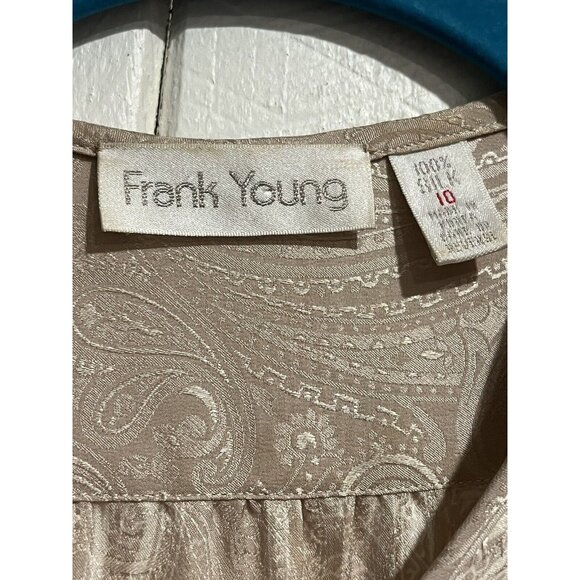 Vintage Frank Young Dress 100% Silk Paisley Long Sleeve 10 Silver Secretarial - Picture 6 of 10